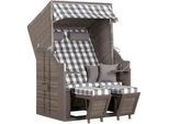 Strandkorb ca. 120x160x80 cm Grau/Karo