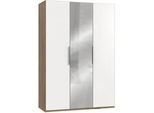 Drehtürenschrank Level 36A mit Spiegel ca. 150 cm Weiß/Eiche