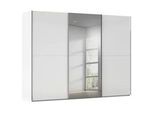 Schwebetürenschrank Fifty Weißglas/Grauspiegel