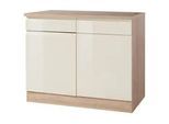 Küchenunterschrank 'Cardiff' Creme/Eiche