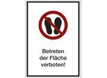 Kombizusatzschild mit Text für Verbotszeichen, Betreten der Fläche verboten, VE 10 Stk, Folie, LxHxT 210 x 297 x 0,1 mm kaiserkraft