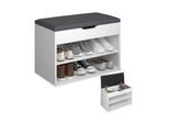 tectake® Schuhbank, für 6 Paar Schuhe, großes Klappfach, 60 x 30 x 43,5 cm