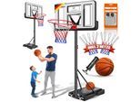 KESSER® Basketballkorb Set höhenverstellbar 160-210cm Mobiler Basketballständer mit Rollen, Backboard, Basketball, Pumpe & 2 Netzen - Indoor & Outdoor Basketballanlage für Kinder & Erwachsene