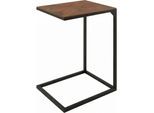 CLP Beistelltisch Couch Holz Velaro, Couchtisch in praktischer C-Form, Wohnzimmertisch modern mit Metallgestell, Tischplatte aus Mindiholz