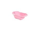 Babybadewanne Lilly platzsparend mit Wasserablauf, Ablagefächer für Zubehör rosa