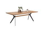 Linea Natura Esstisch , Schwarz, Eichefarben , Holz , Wildeiche , massiv , rechteckig , X-Form , 100x76x220 cm , Esszimmer, Esstische, Holztisch, Massivholztische
