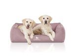 Knuffelwuff Orthopädisches Wasserabweisendes Hundebett Leon aus Velours mit Handwebcharakter hellrosa XL