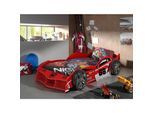 MAX Autobett 90x200 cm, inkl. Lattenrost, Ausf. MDF glänzend rot lackiert mit Racing Motiven