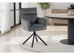 Esszimmerstuhl OTTO HOME "Justin", grau (dunkelgrau, schwarz, dunkelgrau), B:57cm H:95cm T:67cm, Metall, Polyester, Stühle, Esszimmerstuhl, gemütlicher Sessel mit Taschenfederkern, 360 Grad drehbar, Grob - Cord