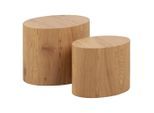 Beistelltischset, Eiche, Holzwerkstoff, 2-teilig, oval, rund, Sockel, 48x40x33 cm, Wohnzimmer, Wohnzimmertische, Satztische