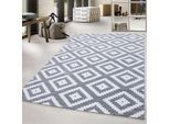 Teppich AYYILDIZ TEPPICHE "Plus 8005" Gr. 2, grau, B:80cm H:6mm L:150cm, Kunstfaser, Teppiche, Teppich, Läufer, gemusterter Flachflor, robust, Webteppich, alle Räume