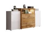 Sideboard Urban III mit LED ca. 150x69 cm Weiß/Eiche Wotan