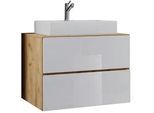 Waschtischkombi Lendas 2-tlg. ca. 60 cm Weiß/Honigeiche