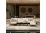 Loungegarnitur Marla Creme Holz/Outdoorstoff/Metall