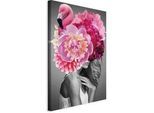 Leinwandbild Flamingo Girl Grau/Pink ca. 40x60x1,2cm