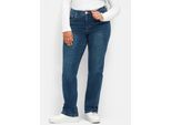 Bequeme Jeans SHEEGO, Damen, Gr. 24, Kurzgrößen, blau (dunkelblau denim), 96% Baumwolle, 4% Elasthan, unifarben, lang, Jeans