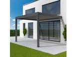 Pergola Grau, Anbaupergola, Aluminium, Lamellendach, Anthrazitgrau Metallic Feinstruktur, 1000x1600 mm oder nach Maß