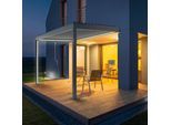 Pergola mit Beleuchtung an Pfosten und Dach, Anbaupergola mit LED-Leiste, Aluminium, Gestell Anthrazit, 1000x1600 mm, individuell konfigurieren