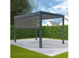 Freistehende Pergola mit Seitenwand, Aluminium, Gestell Anthrazit, Zip-Screen vorne Dunkelgrau, 1000x1600 mm, individuell konfigurieren