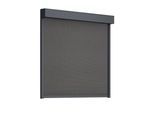Außenrollo, eckig 90°, Anthrazitgrau, 600 x 600 mm, Tuch Schwarz, ohne Motorsteuerung, individuell konfigurieren
