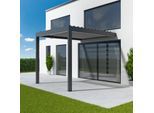 Pergola 3x3 m, Anbaupergola aus Aluminium, 2 Pfosten, Anthrazitgrau RAL 7016, 3000x3000 mm oder nach Maß