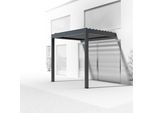 Pergola 3x2 m, Anbaupergola aus Aluminium, 2 Pfosten, Anthrazitgrau RAL 7016, 3000x2000 mm oder nach Maß
