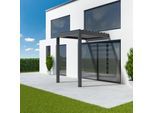 Pergola 2x2 m, Anbaupergola aus Aluminium, 2 Pfosten, Anthrazitgrau RAL 7016, 2000x2000 mm oder nach Maß
