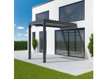 Pergola 2x3 m, Anbaupergola aus Aluminium, 2 Pfosten, Anthrazitgrau RAL 7016, 2000x3000 mm oder nach Maß