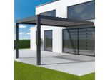 Pergola 3x5 m, elektrisch, mit Motor, Anbaupergola aus Aluminium, Anthrazitgrau RAL 7016, 3000x5000 mm