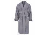Herrenbademantel BRUNO BANANI "Roy, ideal für Sauna & Spa, Standardlänge & Überlänge" Gr. S, grau, L:120cm, Walkfrottee, Hausmäntel, Herrenbademantel, farblich abgesetzten Streifen, Bademantel, S-3XL, auch in extra lang