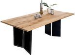 Esstisch SIT, beige (natur, schwarz, schwarz, natur), B:180cm H:76cm T:100cm, Wildeiche geölt, Metall, Tische, Esstisch, Gestell im Used Look