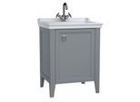 VitrA Valarte Waschtisch-Möbel-Set 62260 64,5 x 53 x 88 cm, rechts, Korpus grau matt/Waschtisch weiß hochglanz