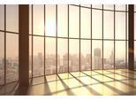Fototapete ARCHITECTS PAPER "Loft View Sunset", beige (beige, braun, creme), B:4m L:2,7m, Vlies, Tapeten, Vlies, Wand, Schräge