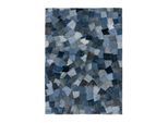 Teppich KAYOOM "Urban Denim 490", blau, B:160cm H:8mm L:230cm, Baumwolle, Teppiche, Teppich, Kurzflor, Patchwork Muster, Modernes Muster, Wolle, Vegan
