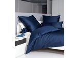 Bettwäsche JANINE "Colors", blau (marine), B/L: 200cm x 220cm, 1 Stk., 2 Stk., Mako-Satin, B/L: 80cm x 80cm & 80cm x 80cm, 3 Stk., Mako-Satin, Obermaterial: 100% Baumwolle, Bettwäsche, Bettwäsche, feinfädige uni Bettwäsche für alle Jahreszeiten, Markenreißverschluss