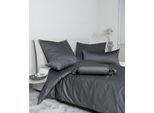 Bettwäsche JANINE "Colors", grau (titan), B/L: 135cm x 200cm, 1 Stk., 1 Stk., Mako-Satin, B/L: 80cm x 80cm, 2 Stk., Mako-Satin, Obermaterial: 100% Baumwolle, Bettwäsche, Bettwäsche, feinfädige uni Bettwäsche für alle Jahreszeiten, Markenreißverschluss