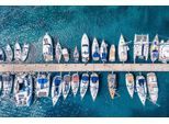 Fototapete PAPERMOON "Boote im Wasser", bunt, B:4,5m L:2,8m, Vlies, Tapeten