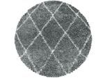 Hochflor-Teppich AYYILDIZ TEPPICHE "ALVOR 3401", grau, H:50mm Ø:160cm, Polypropylen (PP), Teppiche, Shaggy, Langflor, pflegeleicht, Wohnzimmer