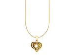 Kette mit Anhänger FIRETTI "Edelstahlkette gelbgoldfarben mit Herzanhänger", gold (gelbgoldfarben, weiß), Halsketten, Damen, Edelstahl Perlen, L: 46 B: 0,9mm, Edelstahl, Perlen, mit Muschelkernperle (synth.), B:0,9mm