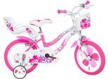 Kinderfahrrad DINO BIKES "14" Flappy Kinderfahrrad Mädchen Stützräder 3–5 Jahre Stützräder", pink, Fahrräder, Kinder, 25cm, 14 Zoll (35,56cm), mit Stützrädern, Korb und Puppensitz