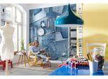 Fototapete KOMAR "Jeans - Größe 368 x 254 cm", blau, Rollen: 1, Papier, Tapeten, Wohnzimmer, Schlafzimmer