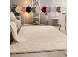 Hochflor-Teppich PACO HOME "Silky 591", beige (creme), B:60cm H:37mm L:100cm, Polyester, Teppiche, Uni-Farben, besonders weich und kuschelig