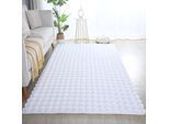 Hochflor-Teppich AYYILDIZ TEPPICHE "AMBIANCE 5110", weiß, B:140cm H:25mm L:200cm, Polyester, Teppiche, Läufer / Besonders weich / Dicker Flor / Pflegeleicht