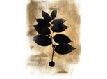 Fototapete LIVING WALLS "ARTist Dark Leafs", schwarz-weiß (gold, schwarz, weiß), B:2m L:2,8m, Vlies, Tapeten, Vlies, Wand, Schräge