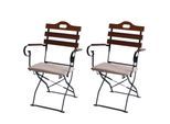 2er-Set Biergartenstuhl MCW-J40, Klappstuhl Gartenstuhl, Gastronomie-Qualität Akazie ~ braun, Polster beige