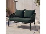 Aluminium-Gartenbank MCW-P90, Gartensofa Outdoor Sitzbank, Seilgeflecht Rope Stoff/Textil (180g/m²) ~ grün