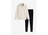 bonprix Loungewear Sweat Hausanzug mit Leggings, weiß, Gr.52/54 (XXL), Gemütlicher Loungewear Hausanzug mit Bündchen an den Ärmeln, aus 100% Baumwolle