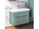 VitrA Sento Waschtisch-Möbel-Set 65878 98x48,5x67,5cm, 2 Vollauszüge, fjordgrün matt, Dekor