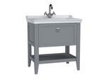 VitrA Valarte Waschtisch-Möbel-Set 62181 79,5 x 53 x 88 cm, 1 Vollauszug, Korpus grau matt/Waschtisch weiß hochglanz