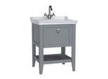 VitrA Valarte Waschtisch-Möbel-Set 62178 64,5 x 53 x 88 cm, 1 Vollauszug, Korpus grau matt/Waschtisch weiß hochglanz